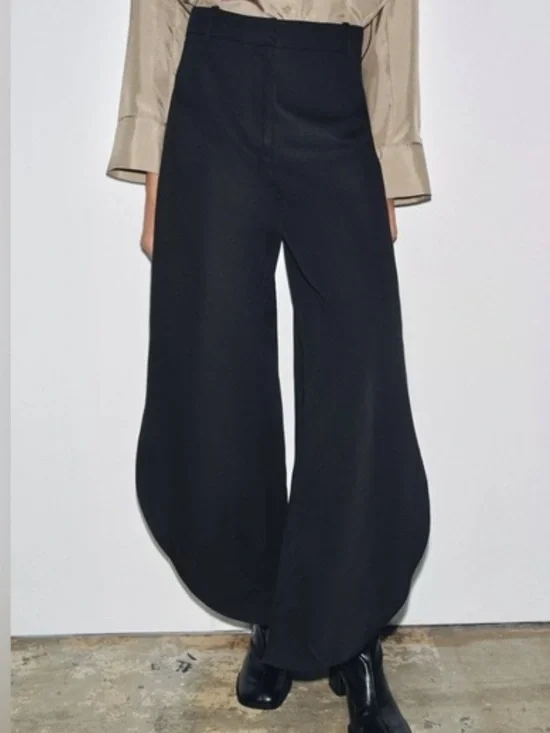 Zara NWT ZW Collection wide leg linen
blend pants with vents black 8092/015 - Picture 2 of 10